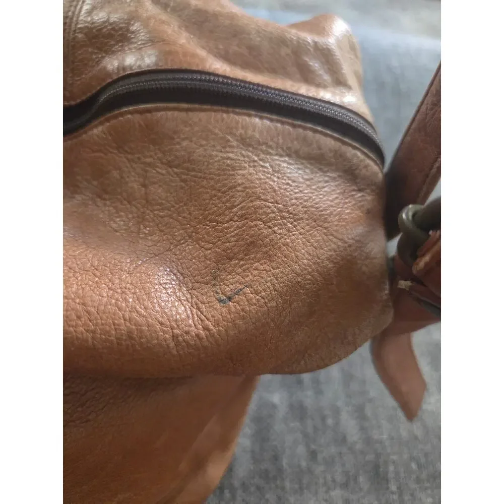 Vintage Columbian Brown Camel Tan Leather Convertible Bag Slouchy Backpack Boho